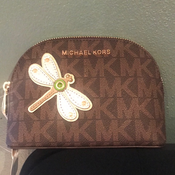 MIchael Kors   large travel pouch brown.Gold - Picture 1 of 4